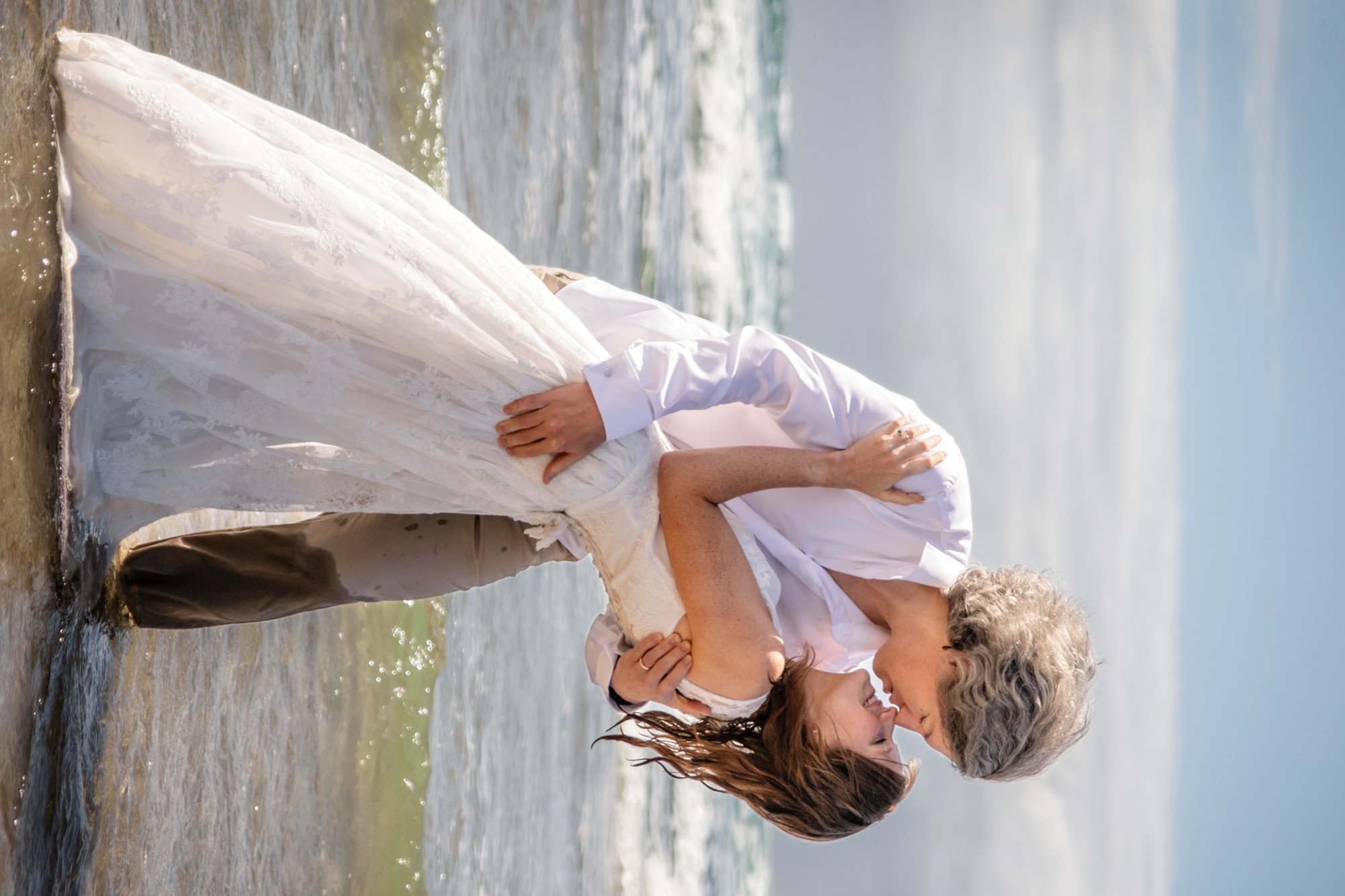 Romantic wedding portrait on the beach